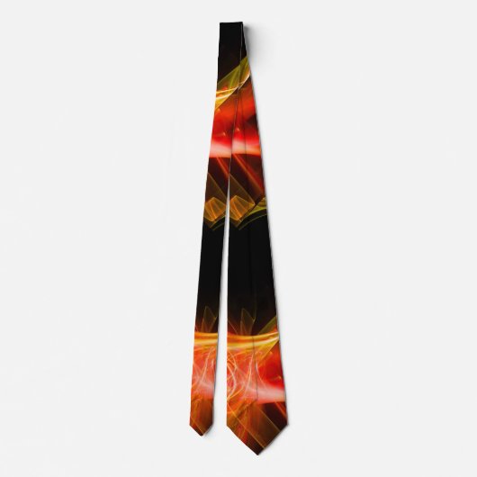 FRAKTAL WELLEN UND WIRBEL IN GELBORANGE SCHWARZ KRAWATTE (Rückseite)
