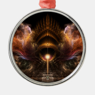 Fraktal Wind Storm Silbernes Ornament