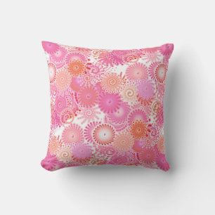 Fraktal-Wirbel, Rosa- und Korallenfarben Kissen