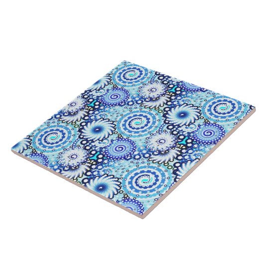 Fraktal wirbelfarben, blau fliese (Seite)