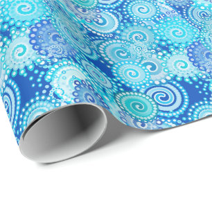 Fraktal wirbelfarben, blau geschenkpapier