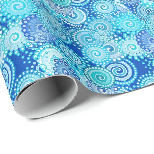 Fraktal wirbelfarben, blau geschenkpapier (Rolleneckpunkt)
