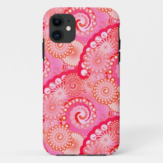 Fraktal wirbelfarbene Muster, rosa, fuchsienfarben Case-Mate iPhone Hülle (Rückseite)