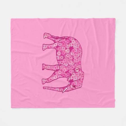 Fraktal wirbeliger Elefant, Fuchsie und Rosa Fleecedecke (Vorderseite (Horizontal))