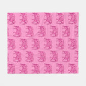 Fraktal wirbeliger Elefant, Fuchsienrosa Fleecedecke (Vorderseite (Horizontal))