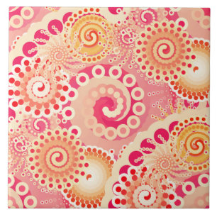 Fraktal wirbellose Muster, Korallen, Pfirsich Fliese