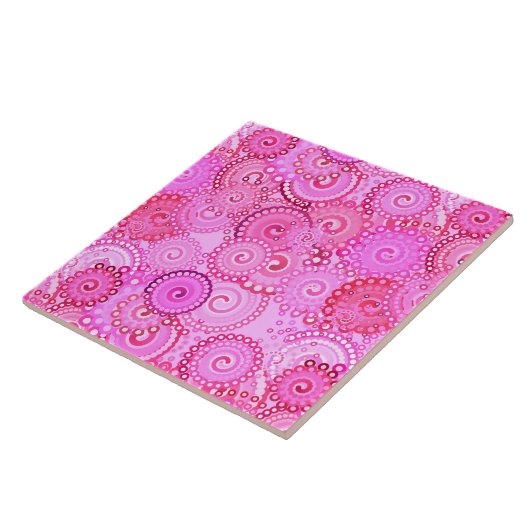 Fraktal wirbelloses Muster, rosa und fuchsisch Fliese (Seite)