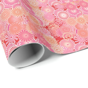Fraktal wirbelnd, Koralle, Rosa und Creme Geschenkpapier