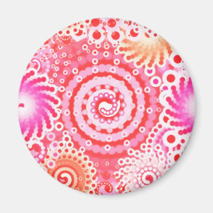 Fraktal wirbelnd, Koralle, Rosa und Creme Magnet