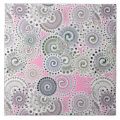 Fraktal wirbelnd, rosa und grau fliese (Vorderseite)