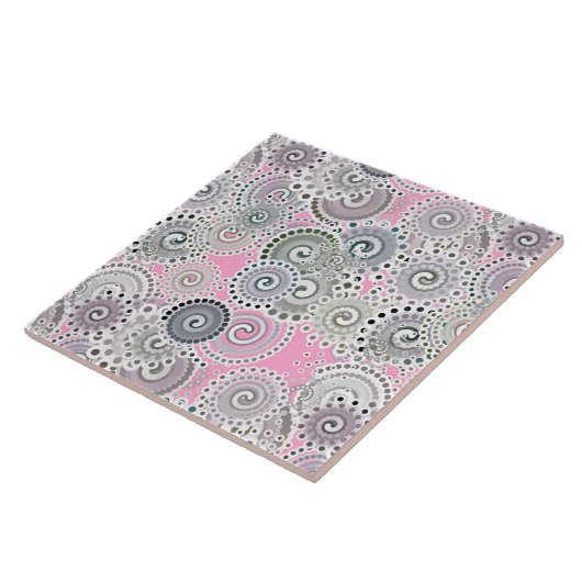 Fraktal wirbelnd, rosa und grau fliese (Seite)