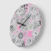 Fraktal wirbelnd, rosa und grau große wanduhr (Winkel)