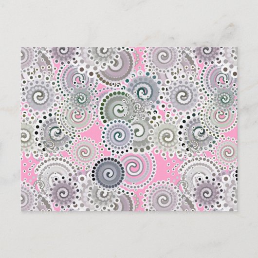 Fraktal wirbelnd, rosa und grau postkarte (Vorderseite)