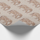 Fraktal wirbelnder Elefant - braun und taupe Geschenkpapier (Ecke)