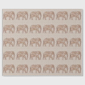 Fraktal wirbelnder Elefant - braun und taupe Geschenkpapier (Flach)
