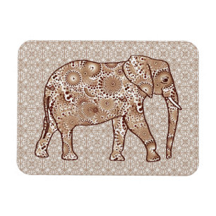 Fraktal wirbelnder Elefant - braun und taupe Magnet