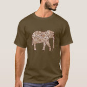 Fraktal wirbelnder Elefant - braun und taupe T-Shirt (Vorderseite)