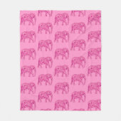 Fraktal wirbelnder Elefant, Fuchsia-Pink Fleecedecke (Vorderseite)