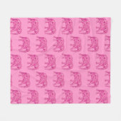 Fraktal wirbelnder Elefant, Fuchsia-Pink Fleecedecke (Vorderseite (Horizontal))