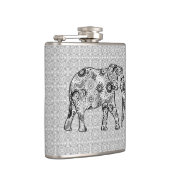 Fraktal wirbelnder Elefant - grau, schwarz und wei Flachmann (Rechts)