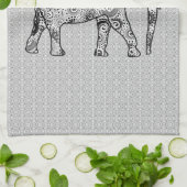 Fraktal wirbelnder Elefant - grau, schwarz und wei Küchentuch (Gefaltet)