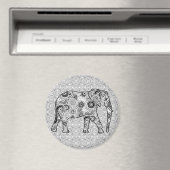 Fraktal wirbelnder Elefant - grau, schwarz und wei Magnet (In Situ (Geschirrspüler))