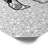 Fraktal wirbelnder Elefant - grau, schwarz und wei Poster (Ecke)