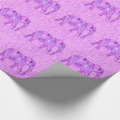 Fraktal wirbelnder Elefant - lila und orchid Geschenkpapier (Ecke)