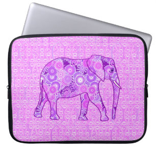 Fraktal wirbelnder Elefant - lila und orchid Laptopschutzhülle