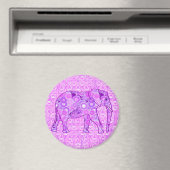 Fraktal wirbelnder Elefant - lila und orchid Magnet (In Situ (Geschirrspüler))