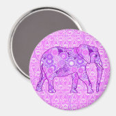 Fraktal wirbelnder Elefant - lila und orchid Magnet (Vorderseite/Rückseite)