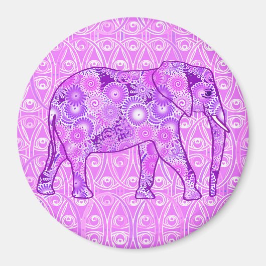 Fraktal wirbelnder Elefant - lila und orchid Magnet (Vorne)