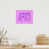 Fraktal wirbelnder Elefant - lila und orchid Poster (Küche)