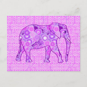 Fraktal wirbelnder Elefant - lila und orchid Postkarte