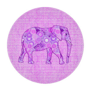 Fraktal wirbelnder Elefant - lila und orchid Schneidebrett