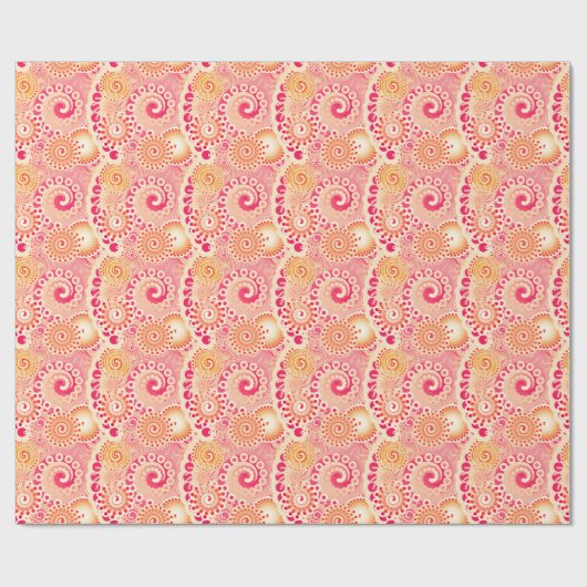Fraktal, wirbelndes Muster, Korallen, Pfirsich Geschenkpapier (Flach)