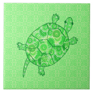 Fraktal-wirbelschildkröte - Limon und smaragdgrün Fliese