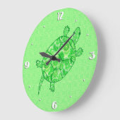 Fraktal-wirbelschildkröte - Limon und smaragdgrün Große Wanduhr (Winkel)