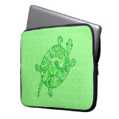Fraktal-wirbelschildkröte - Limon und smaragdgrün Laptopschutzhülle (Vorderseite Links)
