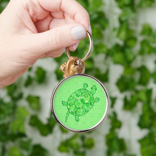 Fraktal-wirbelschildkröte - Limon und smaragdgrün Schlüsselanhänger (Hand)