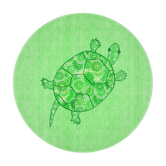 Fraktal-wirbelschildkröte - Limon und smaragdgrün Schneidebrett (Vorderseite)