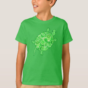 Fraktal-wirbelschildkröte - Limon und smaragdgrün T-Shirt