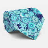 Fraktal wirl Muster, denim-blau Krawatte (Gerollt)