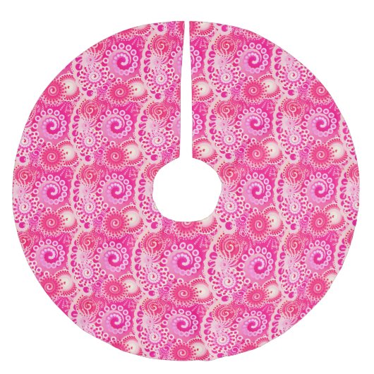 Fraktal wirlförmig, Fuchsienrosa Polyester Weihnachtsbaumdecke (Vorderseite)