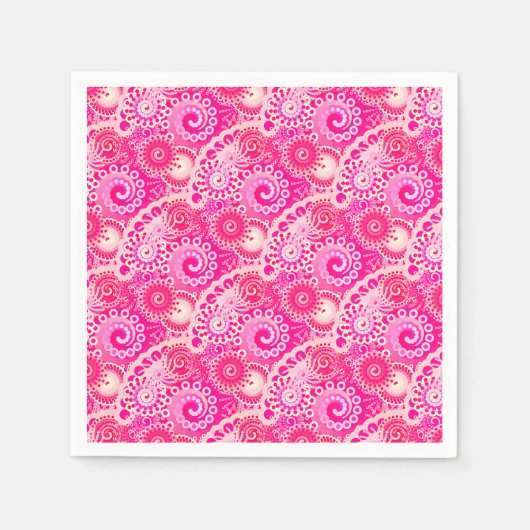 Fraktal wirlförmig, Fuchsienrosa Serviette (Vorderseite)