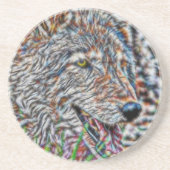 Fraktal Wolf Getränkeuntersetzer (Vorne)