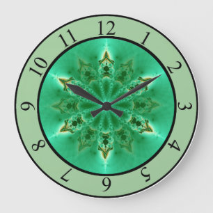 FRAKTAL-ZEIT-UHR. FRAKTAL-STERN-BLUMEN-ENTWURF GROßE WANDUHR
