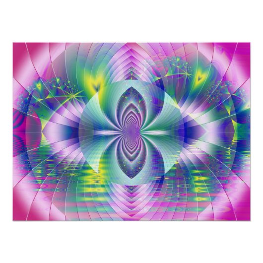 Fraktale abstrakte Landschaft Pastell-Psychedelisc Poster (Vorderseite)