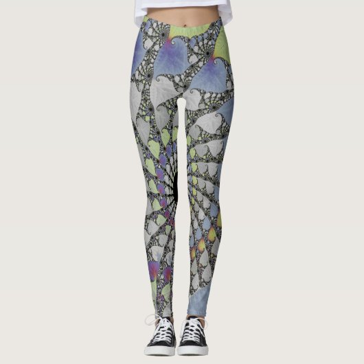Fraktale Blätter Leggings (Vorderseite)