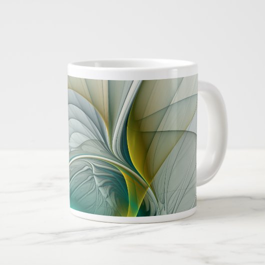 Fraktale Evolution, goldene Türkis abstrakte Kunst Jumbo-Tasse (Vorderseite Rechts)